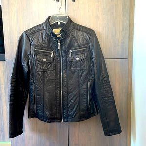 Michael Kors leather moto jacket.